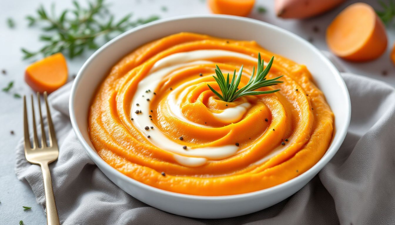 Purée de patates douces maison et crémeuse - Recettes en Famille