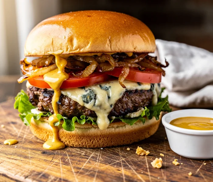 Burger au bleu : la recette qui fait fondre le fromage persillé sur le steak