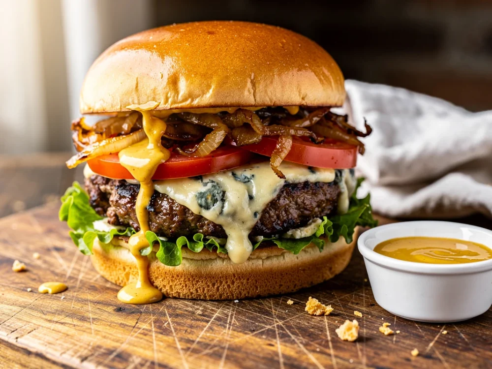 Burger au bleu : la recette qui fait fondre le fromage persillé sur le steak