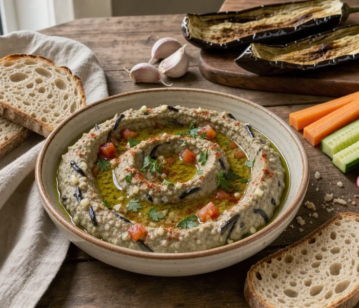 Caviar d'aubergine fumé (baba ganoush) à ma façon