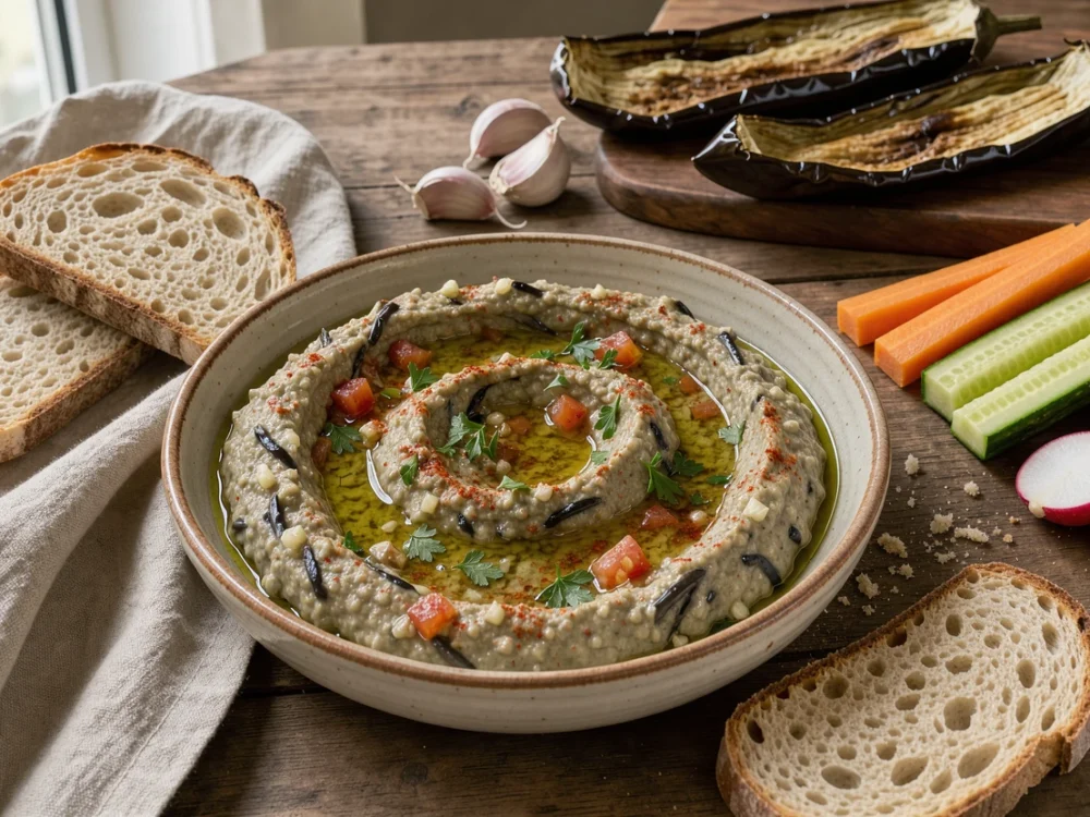 Caviar d'aubergine fumé (baba ganoush) à ma façon
