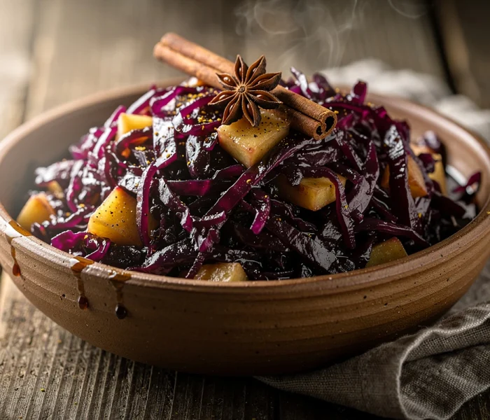 Chou rouge braisé aux pommes et aux épices