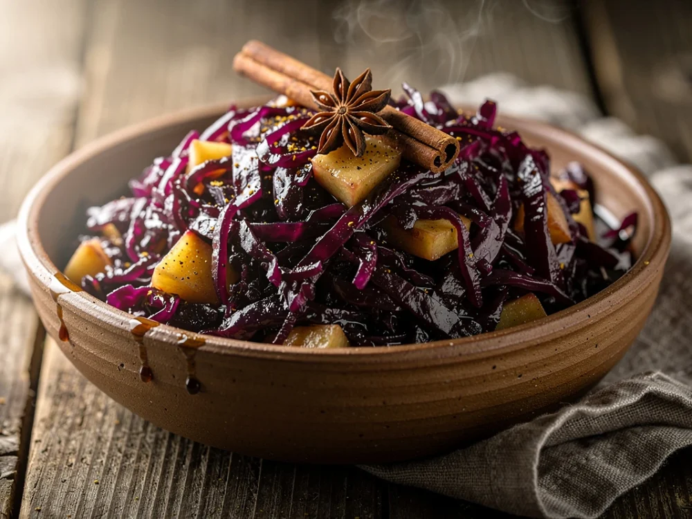 Chou rouge braisé aux pommes et aux épices
