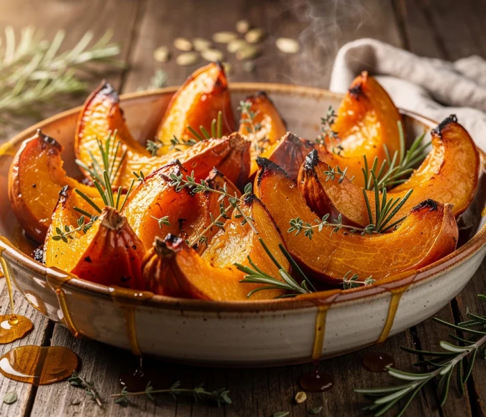 Courge rôtie au thym et romarin