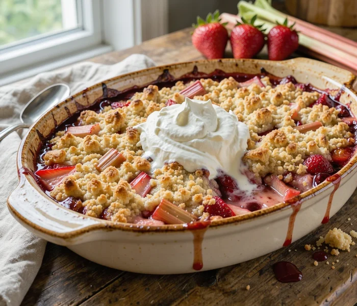 Crumble rhubarbe et fraise {recette facile et gourmande}