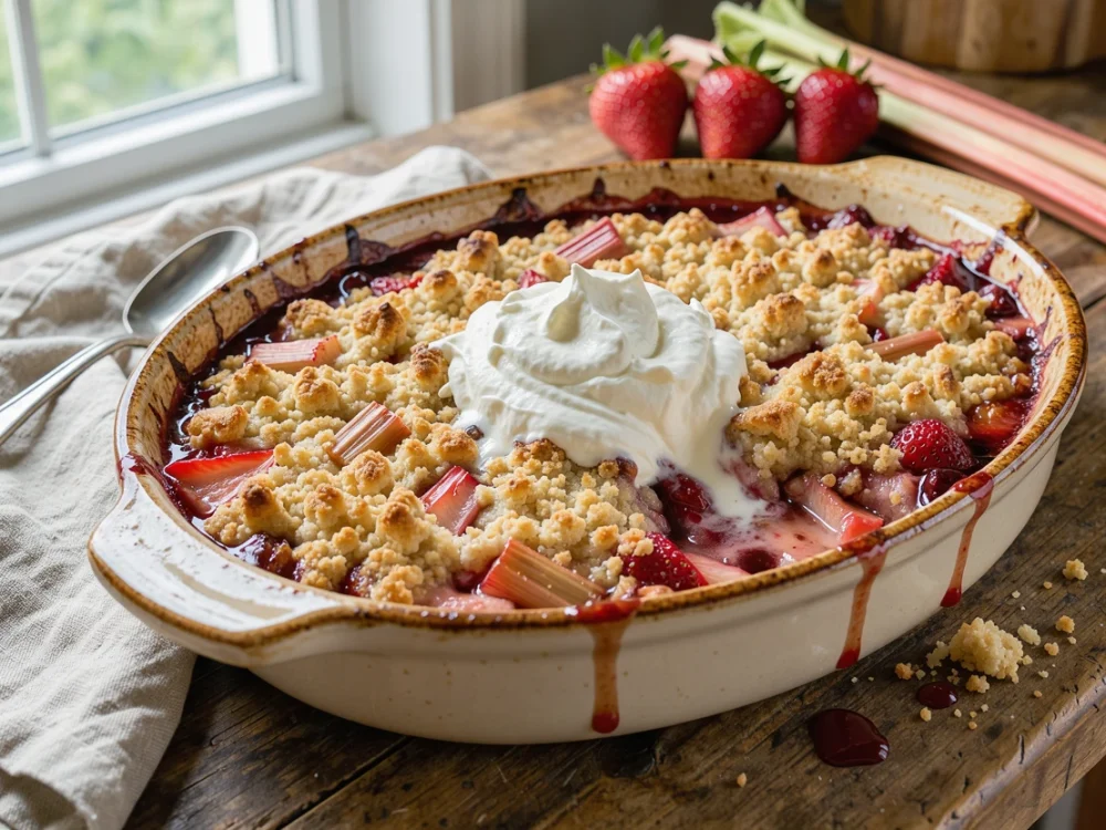 Crumble rhubarbe et fraise {recette facile et gourmande}
