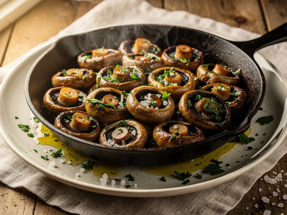 Fricassée de champignons de Paris à l'ail et aux fines herbes
