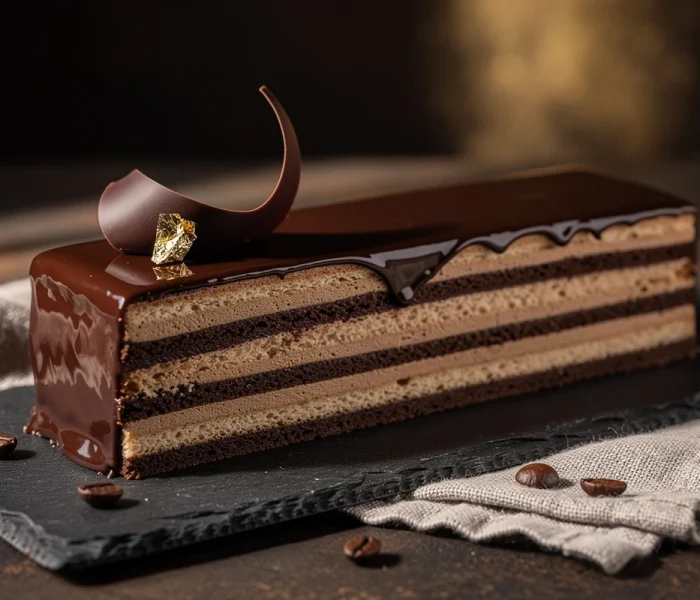 Gâteau Opéra : biscuit Joconde, café et chocolat