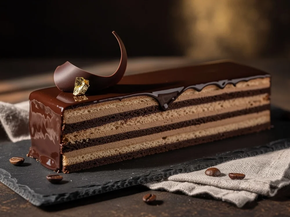 Gâteau Opéra : biscuit Joconde, café et chocolat