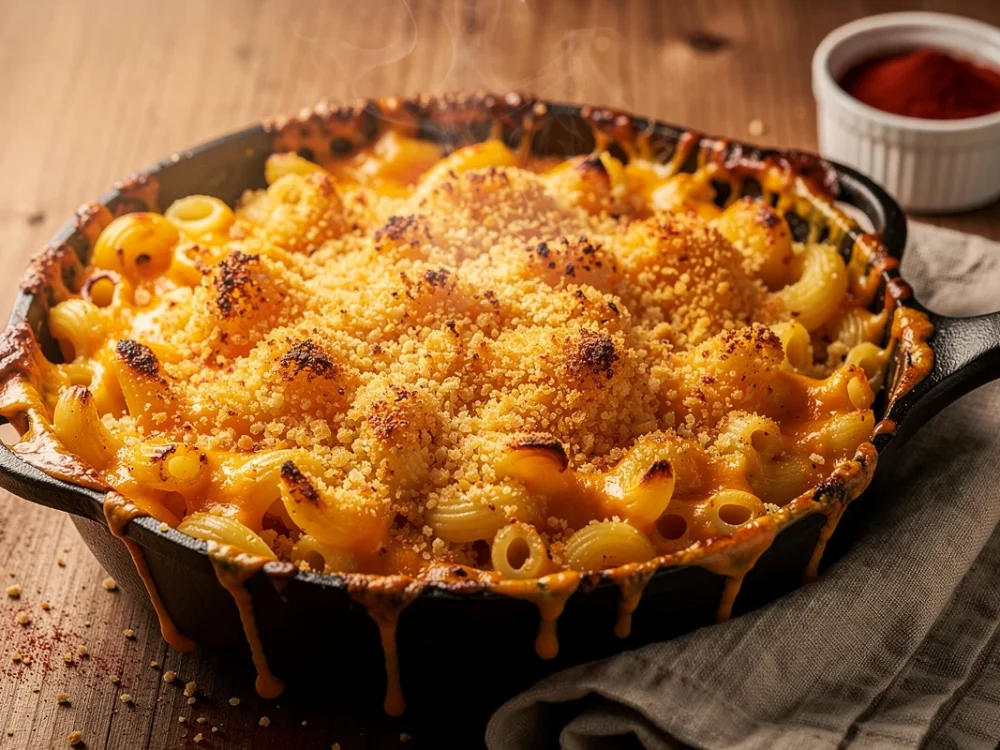 Gratin de macaronis au vieux cheddar