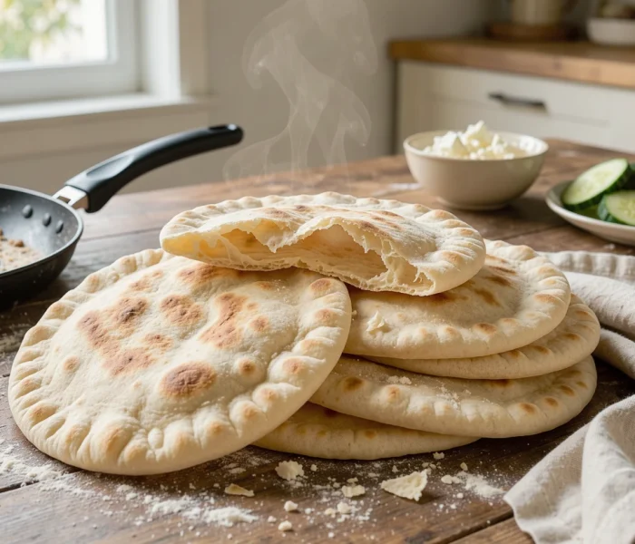 Pain pita gonflé maison à la poêle
