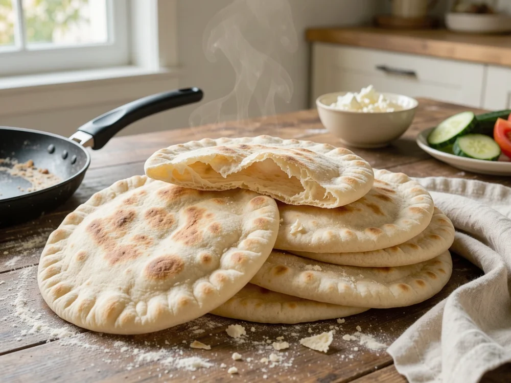 Pain pita gonflé maison à la poêle