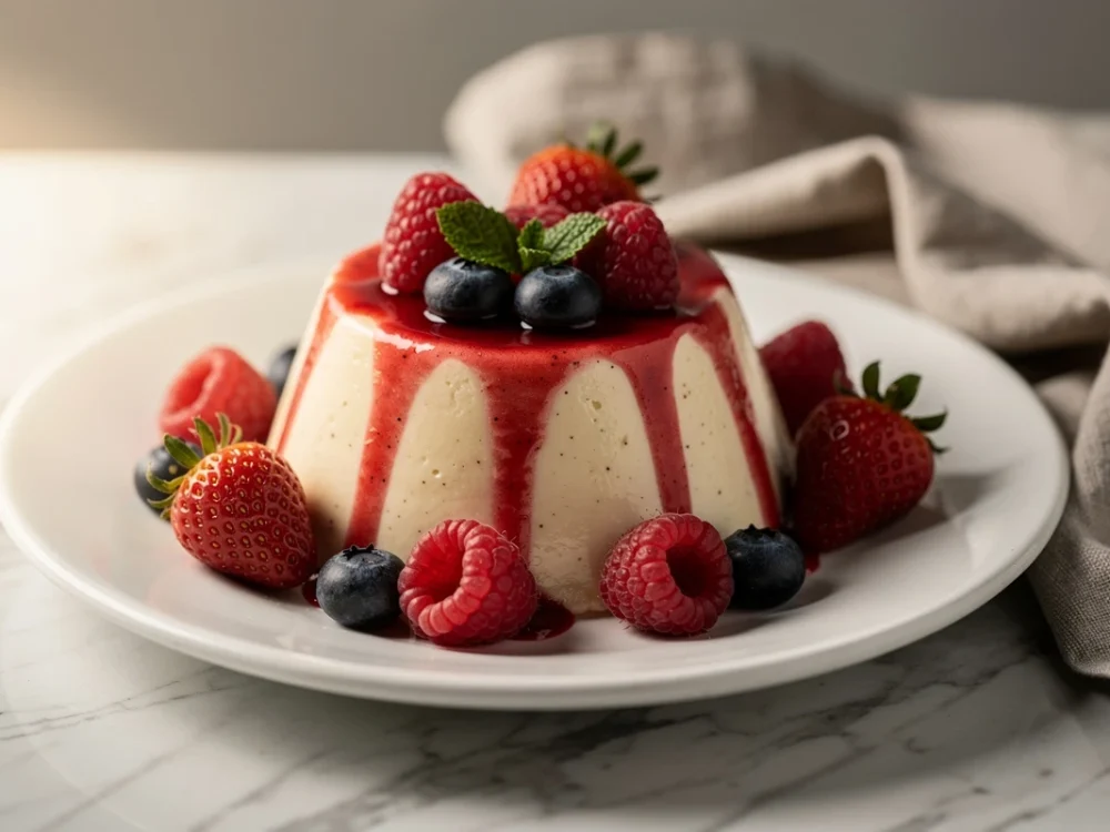 Panna cotta au coulis de fruits rouges