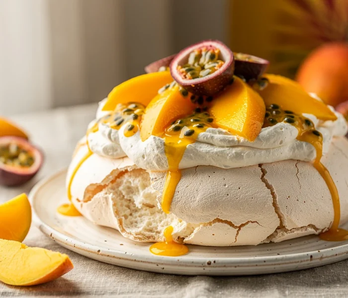 Pavlova exotique mangue-passion
