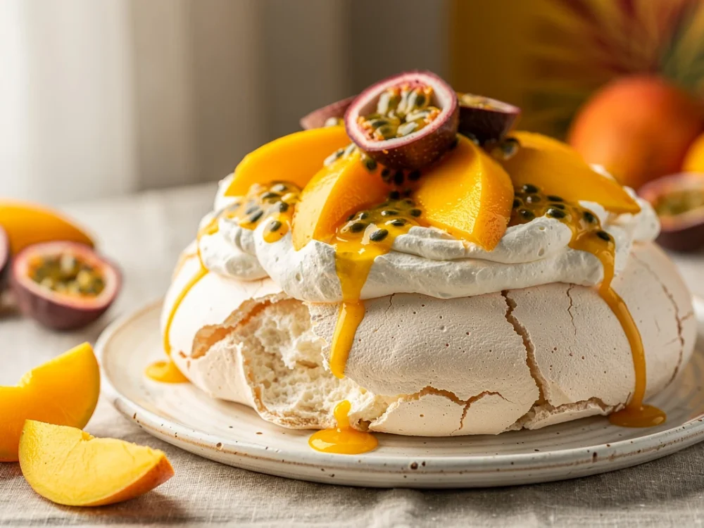 Pavlova exotique mangue-passion
