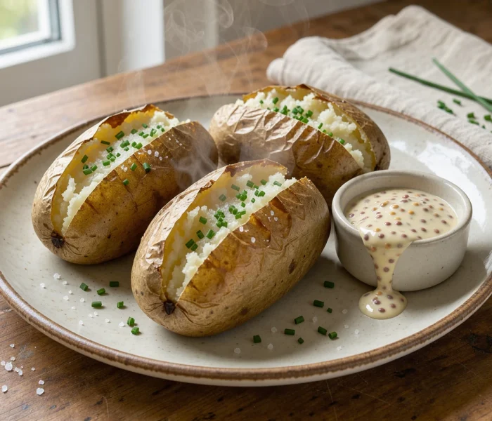 Pommes de terre en robe des champs {sauce moutarde et crème}