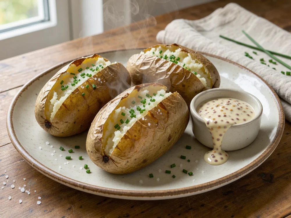 Pommes de terre en robe des champs {sauce moutarde et crème}