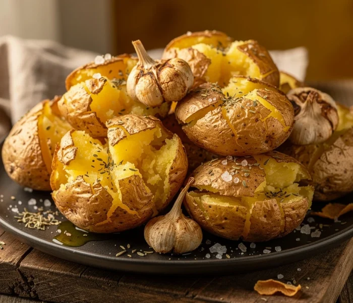 Pommes de terre tapées à l'ail et à l'origan