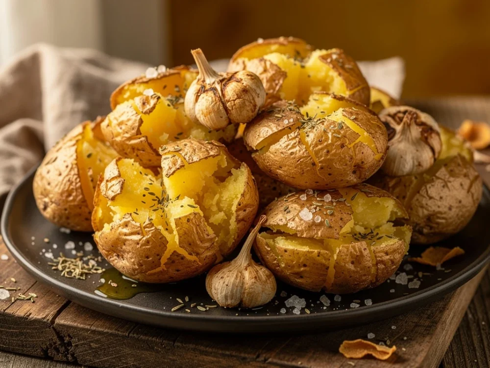 Pommes de terre tapées à l'ail et à l'origan
