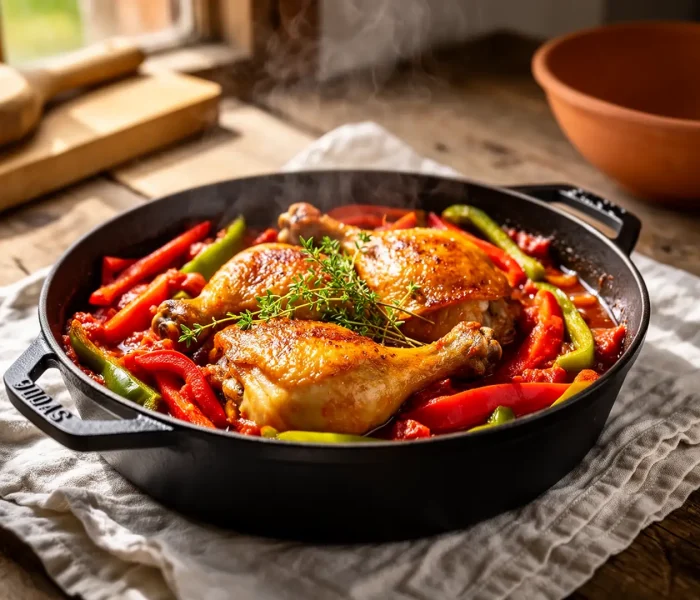 Poulet-basquaise-traditionnel-aux-poivrons-fondants-Recettes-en-Famille