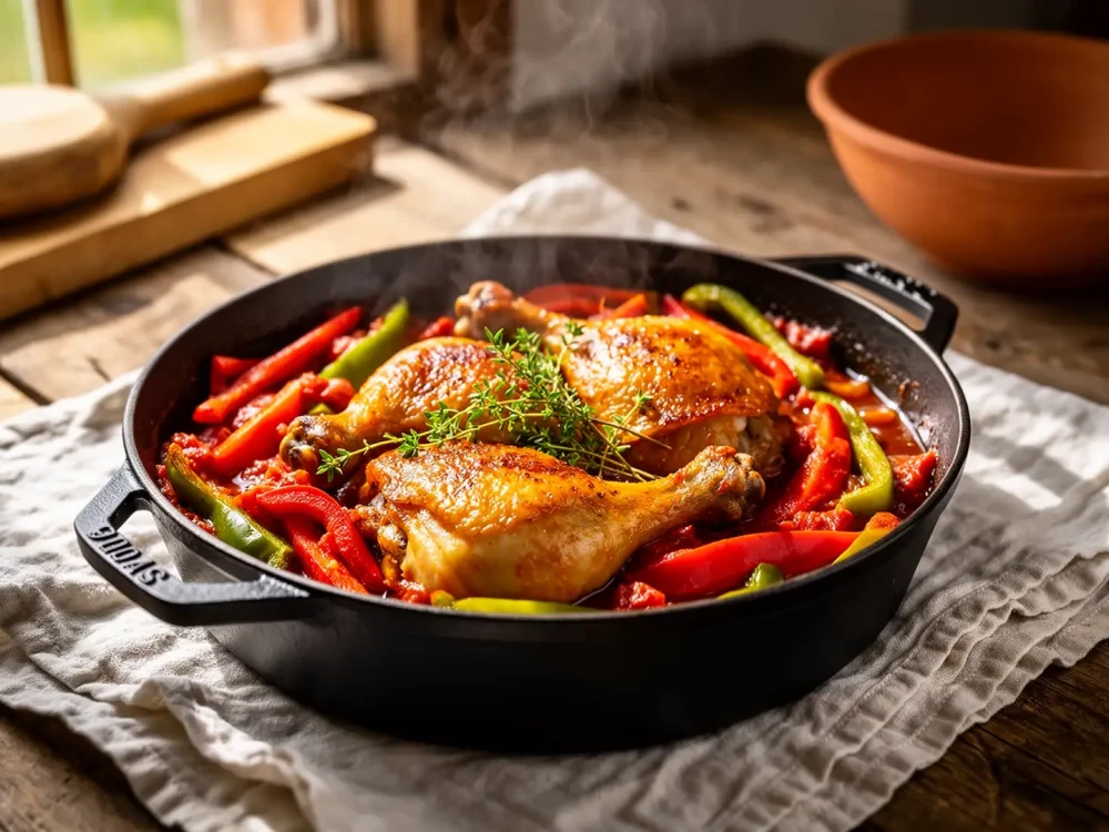 Poulet-basquaise-traditionnel-aux-poivrons-fondants-Recettes-en-Famille