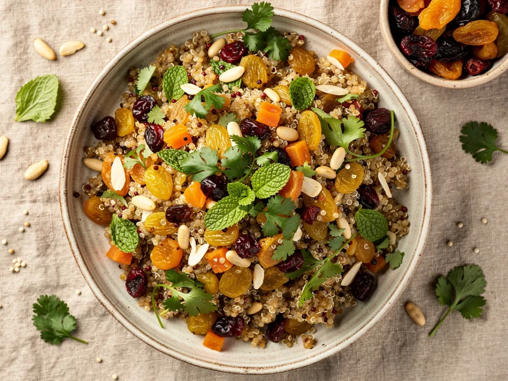 Quinoa aux fruits secs et herbes fraîches
