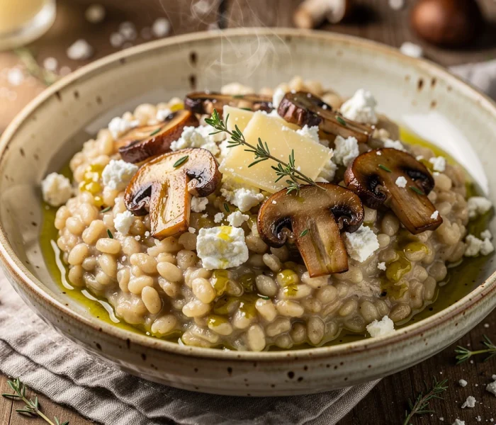 Risotto d'orge perlé aux champignons