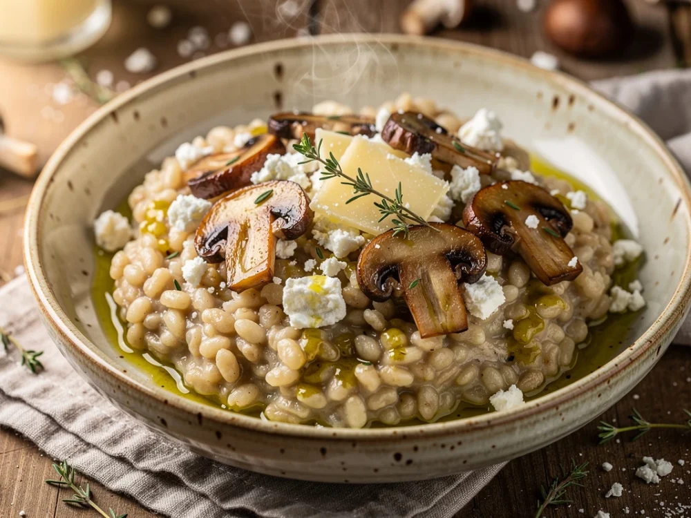 Risotto d'orge perlé aux champignons