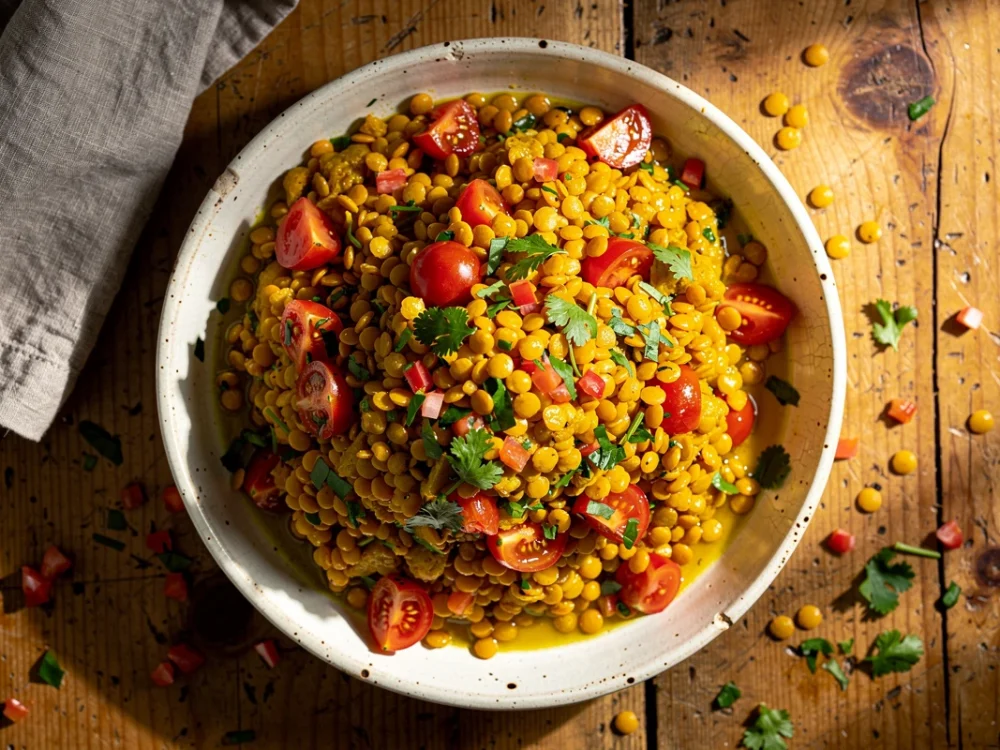Salade de lentilles corail au curcuma