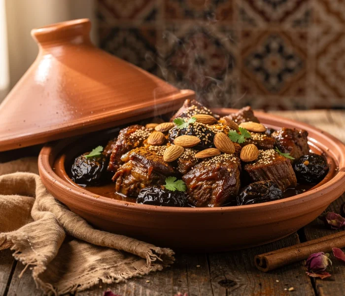 Tajine d'agneau aux pruneaux et aux amandes {recette maison facile}