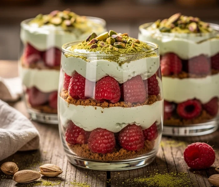 Tiramisu à la pistache et framboises {en verrines faciles}