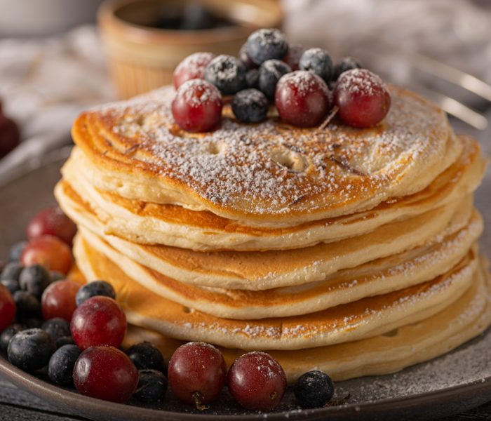 American pancakes with berries