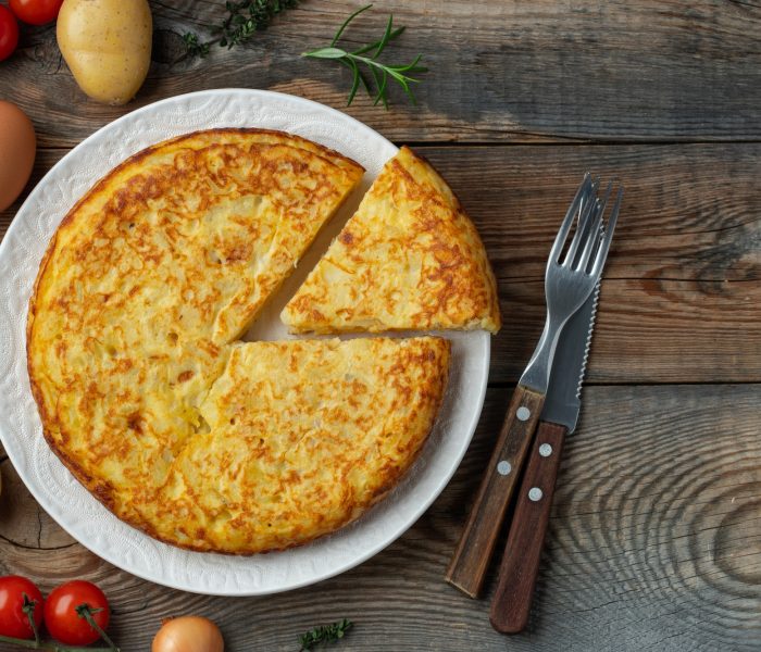 Spanish tortilla with potatoes and onion.